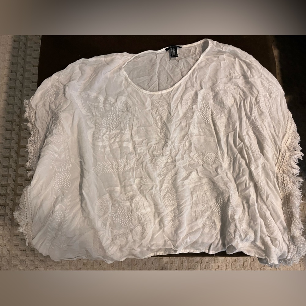 Forever 21 Cream Embroidered Tunic